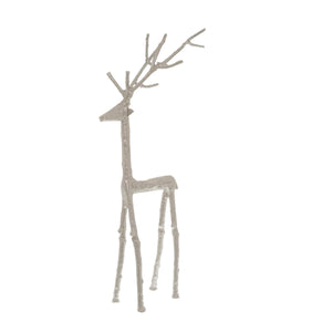 Elegant silver standing stag ornament with intricate antlers for home decor enhancement