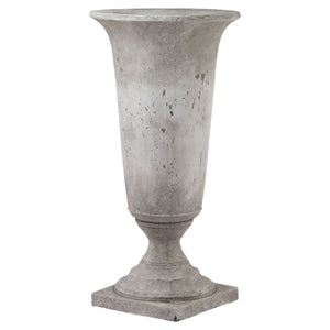 Tall stone effect urn planter with a graceful tapered design for elegant home or garden decor
