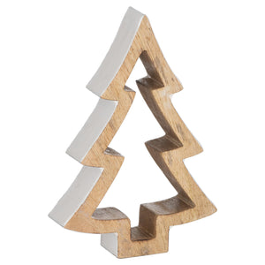 Stylish wooden Christmas tree ornament in a classic tree shape for festive holiday decor