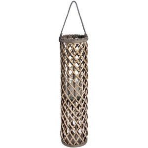 Large Wicker Lantern with Glass Hurricane | Harvey Bruce Blinds, Shutters & Interiors 