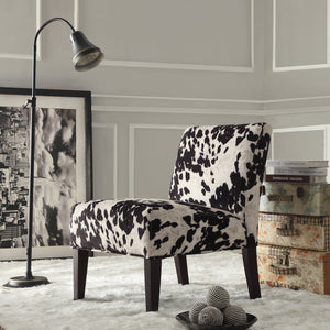 Black and White Faux Cow Hide Fabric Accent Chair by Harvey Bruce | Harvey Bruce Blinds, Shutters & Interiors 