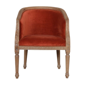 Brick Red Velvet Occasional Chair | Harvey Bruce Blinds, Shutters & Interiors 