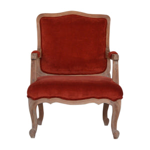 Brick Red Velvet French Style Chair | Harvey Bruce Blinds, Shutters & Interiors 