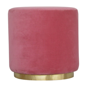 Large Pink Velvet Footstool with Gold Base | Harvey Bruce Blinds, Shutters & Interiors 