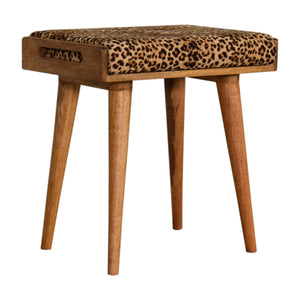 Leopard Velvet Tray Style Footstool | Harvey Bruce Blinds, Shutters & Interiors 