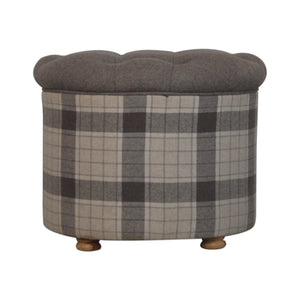Deep Button Round Checked Footstool | Harvey Bruce Blinds, Shutters & Interiors 