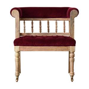 Wine Red Mini Deep Button Hallway Chair | Harvey Bruce Blinds, Shutters & Interiors 