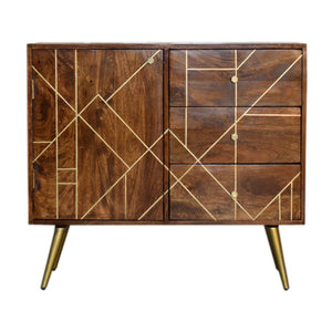Chestnut Gold Inlay Abstract Sideboard-Harvey Bruce Interiors