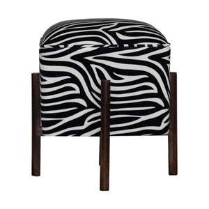 Zebra Print Footstool with Solid Wood Legs | Harvey Bruce Blinds, Shutters & Interiors 