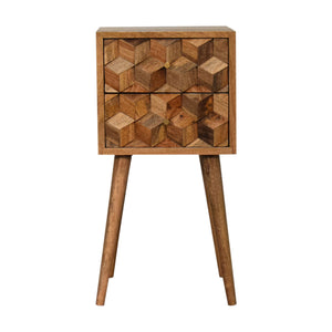Mini Cube Carved 2 Drawer Bedside | Harvey Bruce Blinds, Shutters & Interiors 