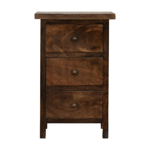 Chestnut Country Style Bedside with 3 Drawers | Harvey Bruce Blinds, Shutters & Interiors 