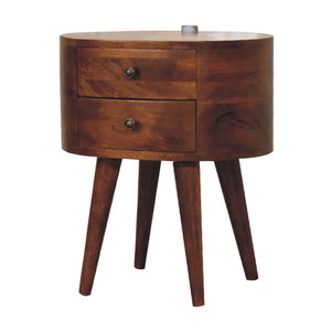 Chestnut Rounded Bedside Table with Reading Light
