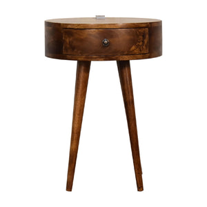Single Chestnut Rounded Bedside Table with Reading Light | Harvey Bruce Blinds, Shutters & Interiors 