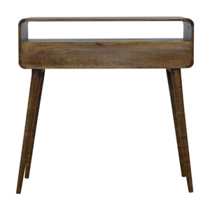 Curved Grey Washed Console Table | Harvey Bruce Blinds, Shutters & Interiors 