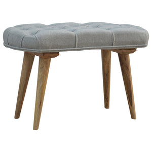 Nordic Style Bench with Deep Buttoned Grey Tweed Top - Harvey Bruce Interiors