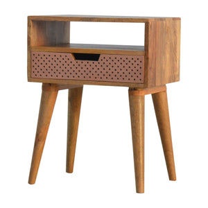 Perforated Copper Bedside with Open Slot | Harvey Bruce Blinds, Shutters & Interiors 