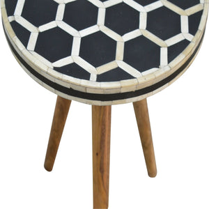 Bone Inlay Tripod Stool - Harvey Bruce Interiors