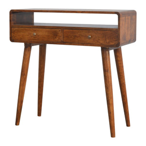 Curved Chestnut Console Table | Harvey Bruce Blinds, Shutters & Interiors 