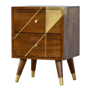 Gold Geometric Chestnut Bedside | Harvey Bruce Blinds, Shutters & Interiors 