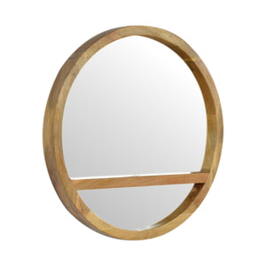 Wooden Round Mirror with 1 Shelf | Harvey Bruce Blinds, Shutters & Interiors 