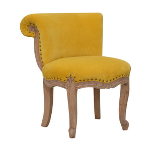 Mustard Velvet Studded Chair | Harvey Bruce Blinds, Shutters & Interiors 
