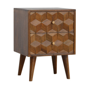 Chestnut Cube Carved Bedside | Harvey Bruce Blinds, Shutters & Interiors 