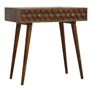 Chestnut Cube Carved Console Table | Harvey Bruce Blinds, Shutters & Interiors 