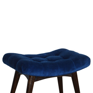 Royal Blue Cotton Velvet Curved Bench | Harvey Bruce Blinds, Shutters & Interiors 